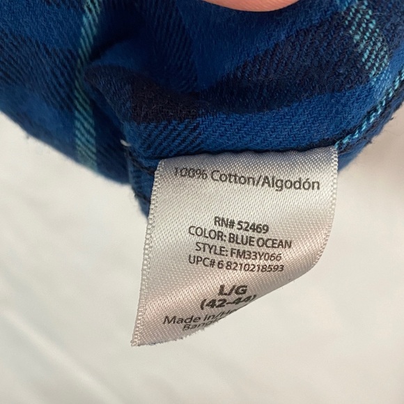 Faded Glory Flannel Button-Down Shirt Blue Plaid Men’s Large - Picture 4 of 8